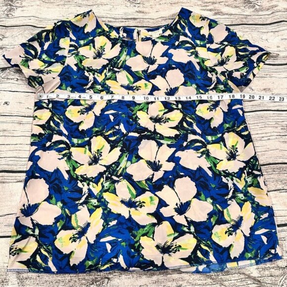 J Crew Polyester Oversized Floral Blue and Green Women's Blouse Size Small - Picture 4 of 5